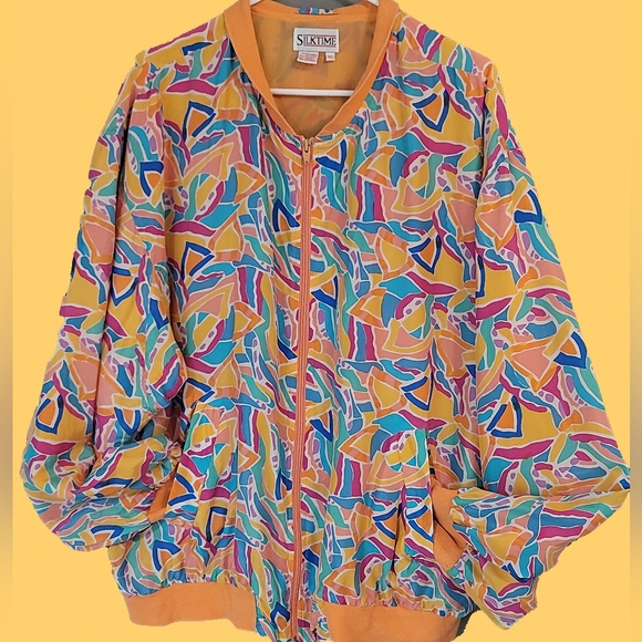 Silktime Vintage 80 90sColorful Printed Bomberjacket - Picture 2 of 5